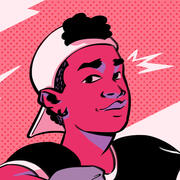 C. A. P. Ward's self portrait, they're depicted in a backwards baseball cap and black t-shirt.